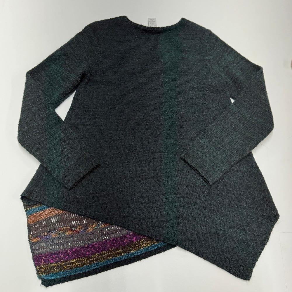 Soft Surroundings Sweater Womens Petite Small‎ Green Asymmetric Knit Wool Tunic - Picture 2 of 6